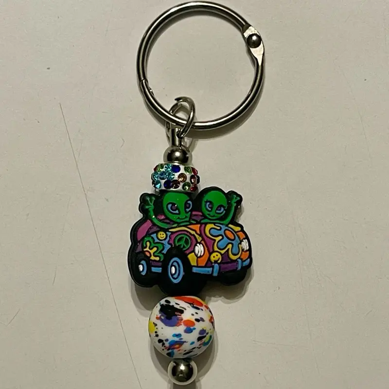 Groovy Alien Ride Beaded Cup Charm - Peace, Love & Outer Space