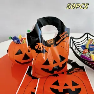 50 Halloween Pumpkin Head Handbags, Ghost Backpacks, Candy Bags, Loot Bags, Perfect for Halloween Events, Gift Wrapping, Model 101