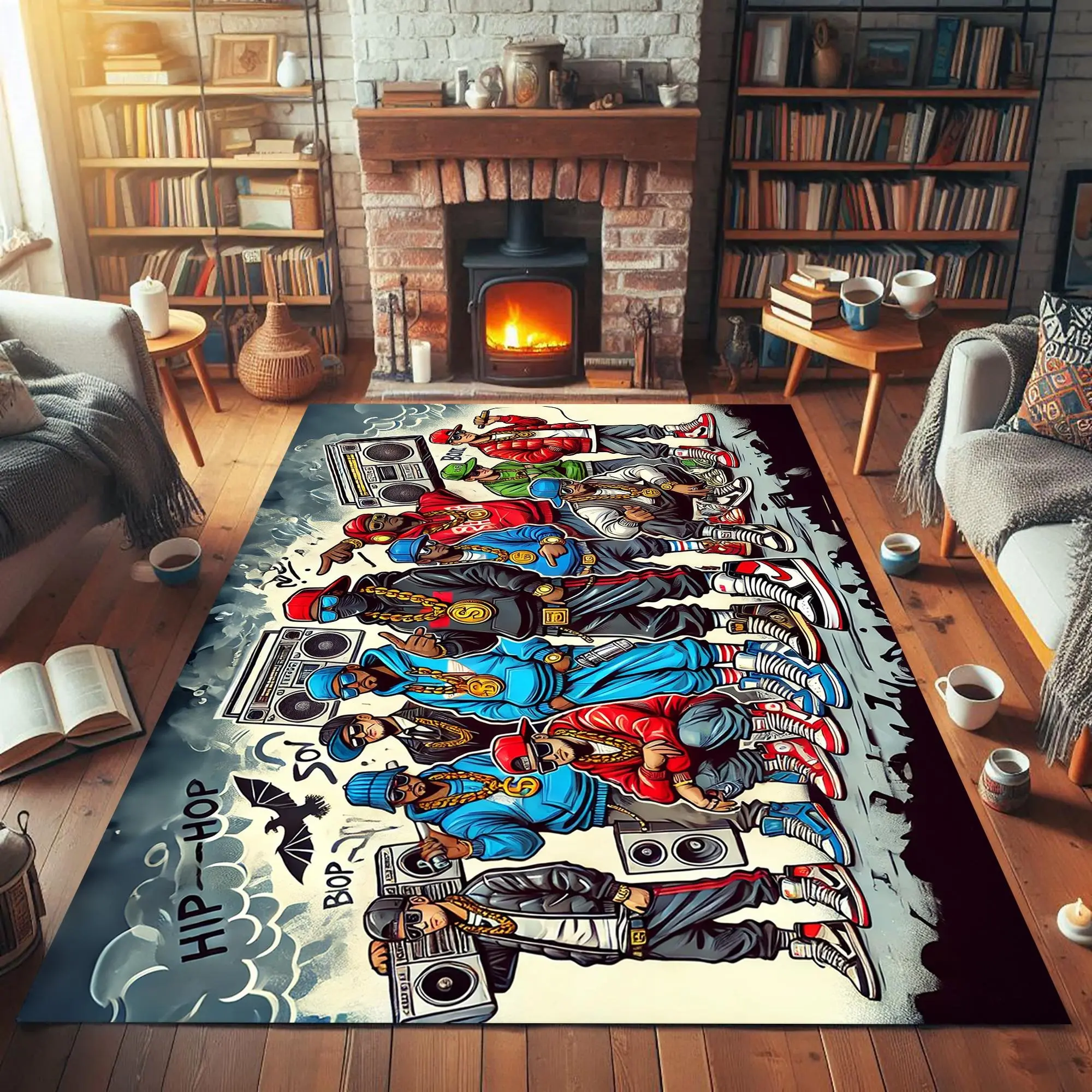 Hip Hop Legends Collage Rug, Music Room Decor