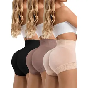 Butt Lifting Shapewear Shorts Set for Women with Hip Pads, High Waisted Body Shaper Panties Black,Brown, Tan