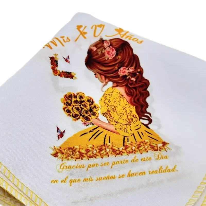 12pcs 10x10 inch Polyester Quinceanera Favor Napkins - Water Absorbent Cutlery Tableware Accessory for Guests, Quinceanera Recuerdos Party Events, Absorbs Water