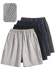 Men's Plain Solid Color zipper Pocket Shorts, Mens Clothing, Athleisure Casual Elastic Waist Pockets Shorts for Summer Breathable Men's Athletic Bottoms for Daily Wear,Summer Shorts SpringStatements