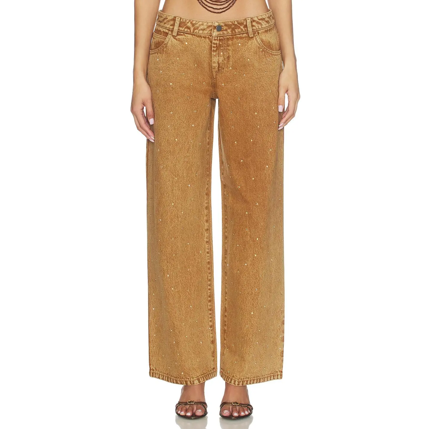 Leslie Amon x REVOLVE Denim Rhinestone Festival Pants in Gunmetal