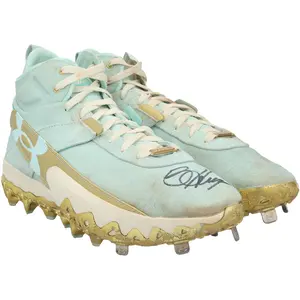 Bryce Harper Philadelphia Phillies Autographed Game-Used Teal Under Armour Cleats from the 2025 MLB Season - HH98516208-09 - Fanatics Authentic Certified