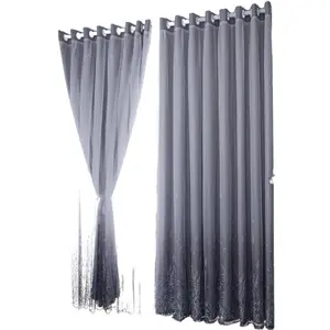 Single Layer Blackout Curtain with Embroidered Floral Pattern, High-Quality Energy Saving Fabric for Home Decor, 100cm Wide Drapes, Window Curtain