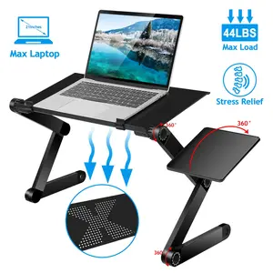 Adjustable Folding Aluminum Alloy Multifunctional Table - 48x26cm Portable Projector Holder, 20kg Max Load, Foldable Laptop Bed Desk with Mouse Board, Breakfast Tray for Home Office Use