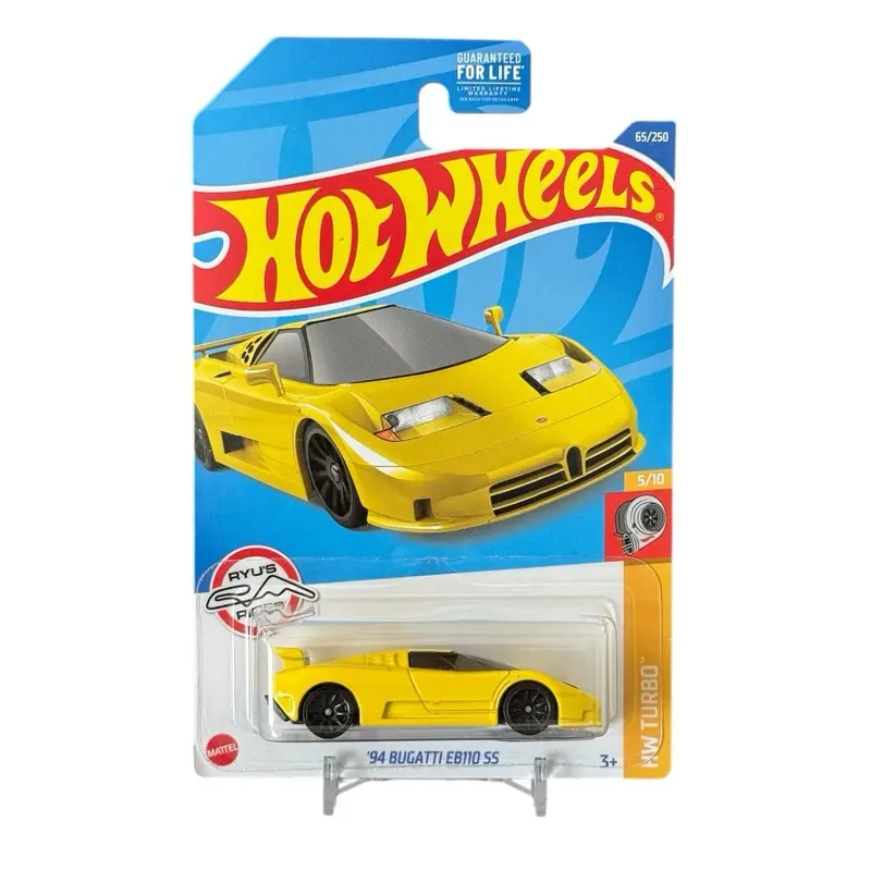 Hot Wheels ‘94 Bugatti EB110 SS HW Turbo Yellow 1:64 Diecast Car, Collector’s Item, Model Cars & Diecast Toys
