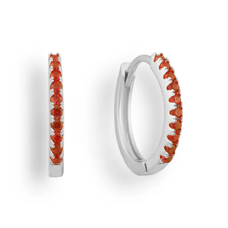 Silver, Red CZ, Small