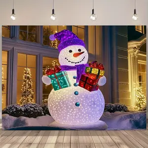 Multifunctional Christmas Snowman Background Cloth, Perfect for Home Decor Ornaments & Party Backdrop, No Power Needed, Multiple Sizes Available