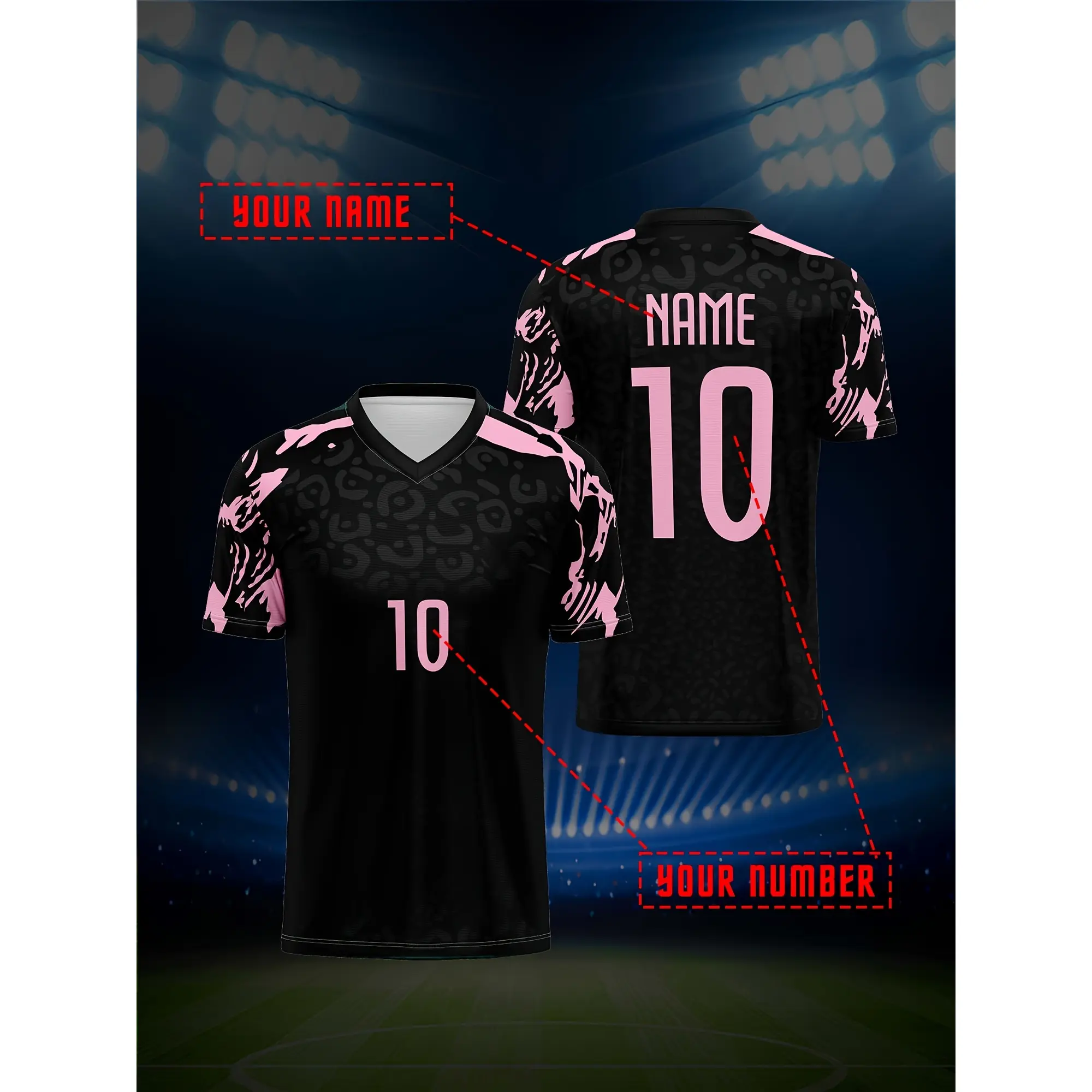 [XXS-7XL] Mesh Fabric Contrast Color V-Neck Football Sportswear, comfortable and well-fitting, customizable with name and number, suitable for parties and summer events