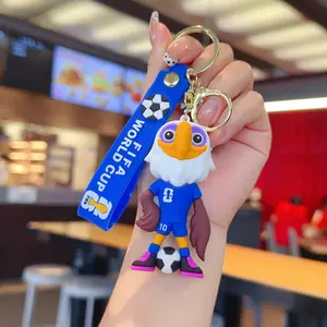 2026 Soccer Fan Keychain Cartoon Eagle Football Keyring Silicone Wrist Strap Key Chain Sports Souvenir Gift for Fans