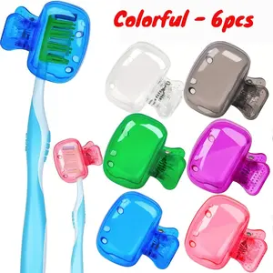 6pcs Travel Toothbrush Storage Cases Portable Plastic Toothbrush Boxes Protective Clips Toothbrush Covers Brush Storage Boxes Toothbrush Protector