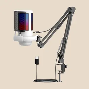 AuraCast ME6S Professional USB Condenser Microphone with Dynamic RGB Lighting and Advanced Voice Processing for Gaming and Streaming