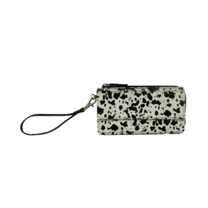 Myra Bag Quirky Hair On Black Dalmatian Wristlet Wallet S-3086