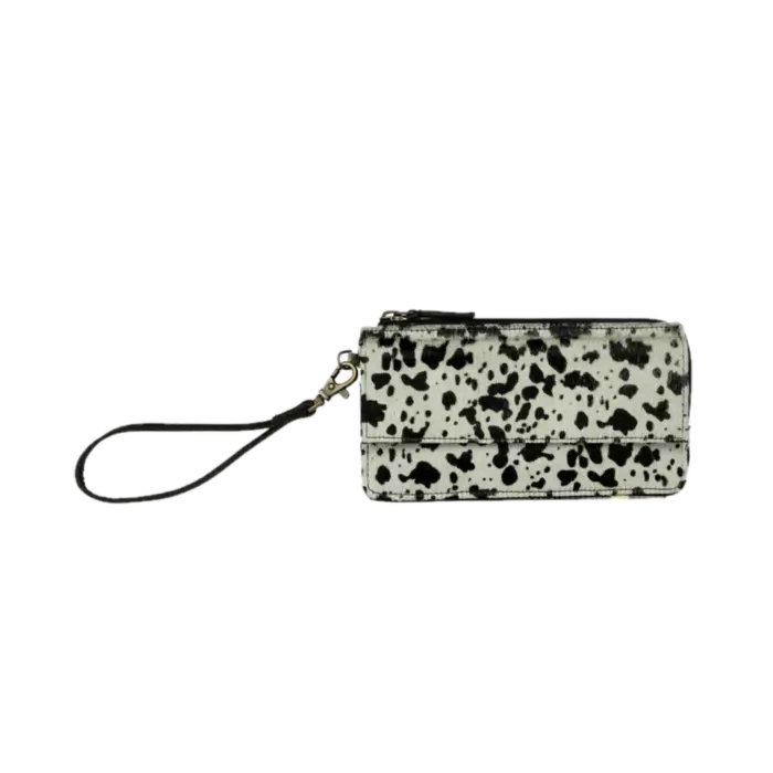 Myra Bag Quirky Hair On Black Dalmatian Wristlet Wallet S-3086
