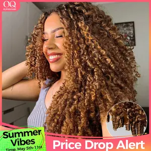 [Highlight Burmese Curly] OQHAIR Wear Go 4/27 Highlight Brown Burmese Curly Half Wig 250% Density 3 IN 1 Seamless Flip Over Wig Glueless Human Hair Wear Go Wigs With Drawstring Invisible Hairline for Beginner Friendly Vacation Hair Wigs #SummerVibes