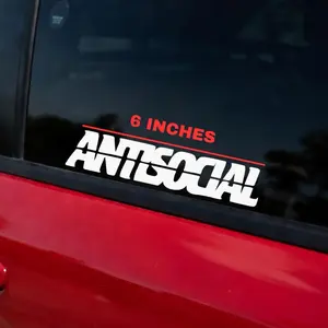 Antisocial Banner Decal 8x3 White Vinyl Car Sticker - Clean Banner Style, Permanent Vinyl, Easy Application, 11x2 Inches, White Only