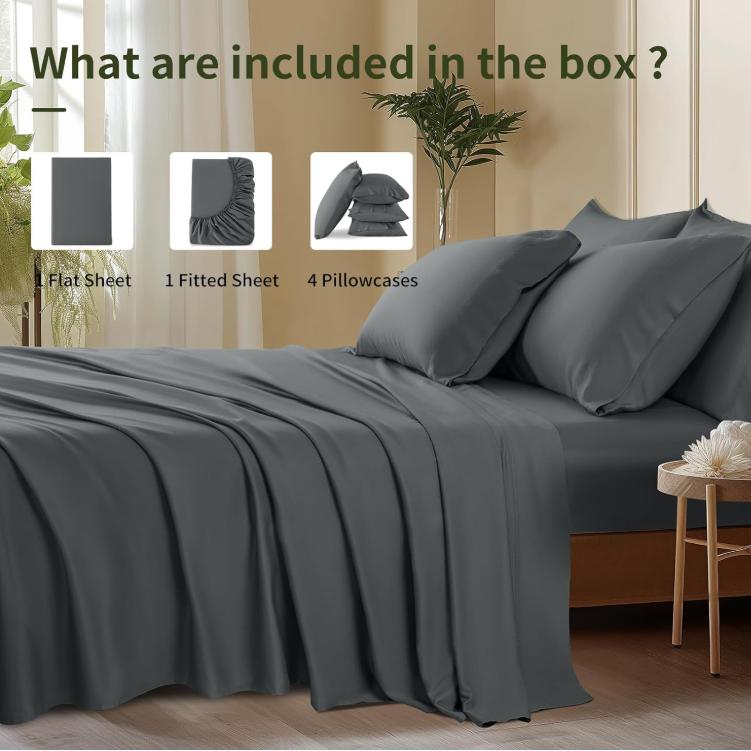 Sonoro Kate Bamboo Blend Bed Sheet Set, 4/6 Piece Set, Cooling, Silky Soft & Breathable Sheets with Deep Pockets, Machine Washable