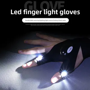 LED flashlight luminous fishing gloves emergency repair night fishing lighting gloves finger light gloves
