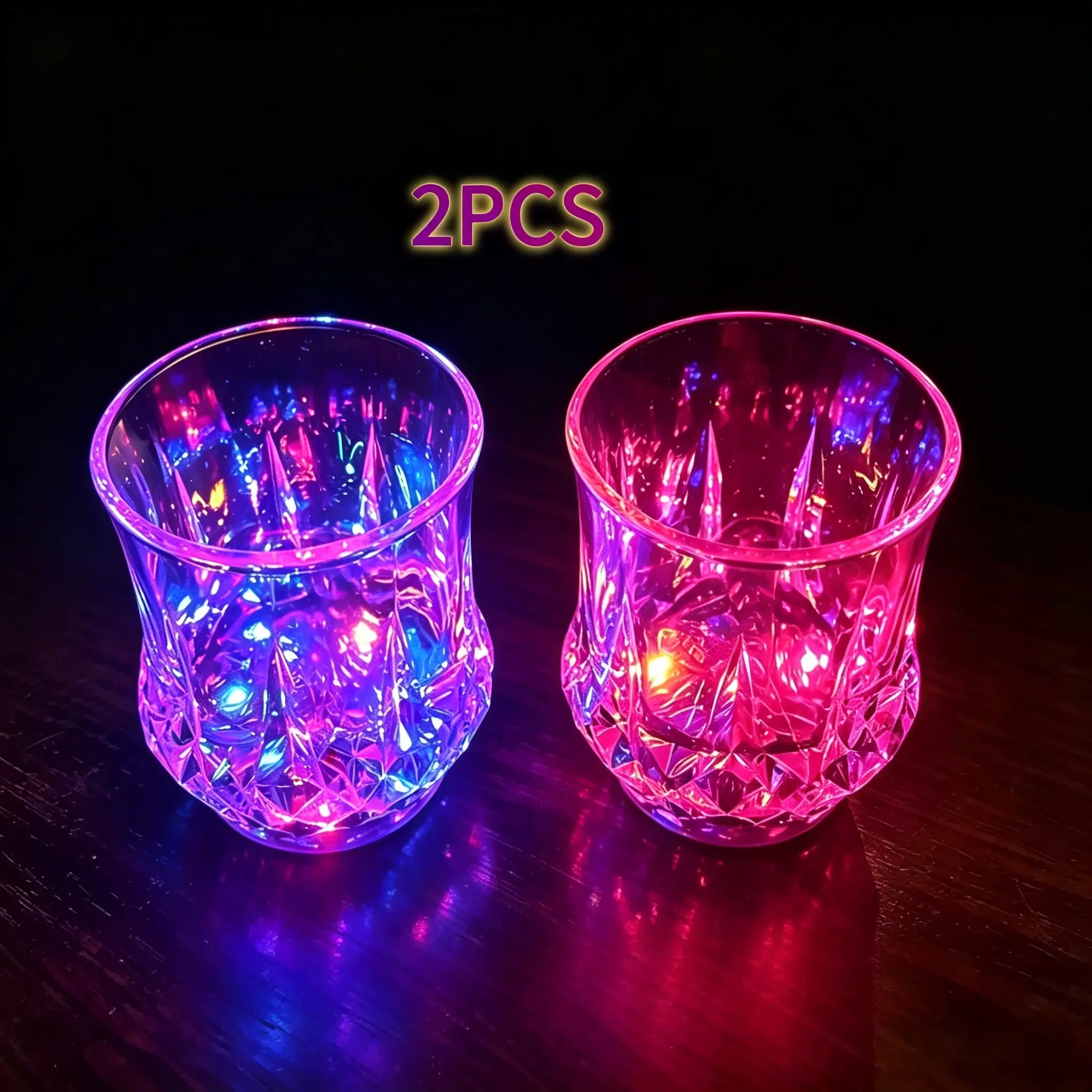 2-Pack Liquid Activated LED Color Changing Glass Set, Disposable Multicolor Glowing Cups for Parties, Anniversary (Home & Party Supplies, Disposable Tableware, Box Included) – Creates Festive Atmosphere