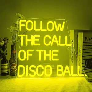 USB Powered Neon Sign, Follow The Call Of The Disco Ball Neon LED Glowing Wall Mounted Home Lighting Decoration Lamp, Suitable for Clubs, Bars, Ballrooms, Modern Mood Lighting, Led Ambient Lighting