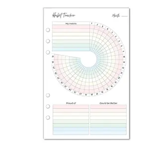 Color Habit Tracker Inserts for A5 Planners Resolution Tracker, Habit Log, Monthly Habit Planner Refill