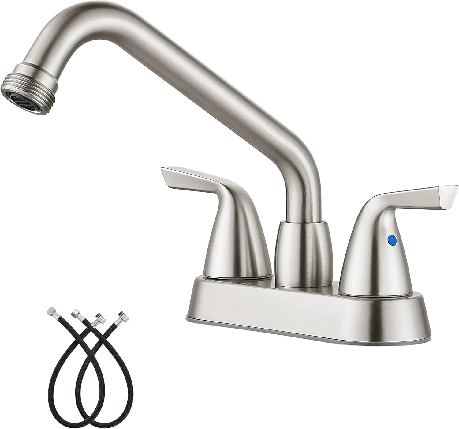 Double-handle swivel spout sink faucet 4inch center distance stainless steel laundry room faucet with 3/ 4inch spout