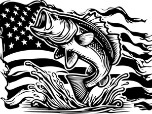 USA Bass Fishing Color Vinyl Car Sticker - Colorful Vinyl Decor for 1.7" to 14" Vehicles, Durable Material, Stickers For Cars, Car Window Decals