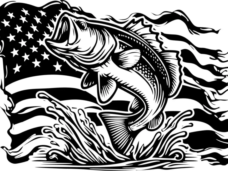 USA Bass Fishing Color Vinyl Car Sticker - Colorful Vinyl Decor for 1.7" to 14" Vehicles, Durable Material, Stickers For Cars, Car Window Decals