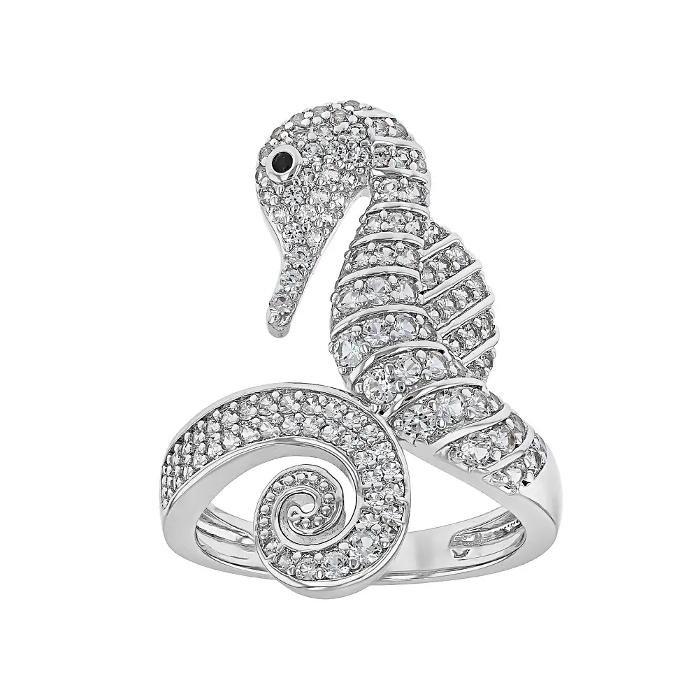 JTV White Lab Created Sapphire Rhodium Plated Ring 1.01ctw