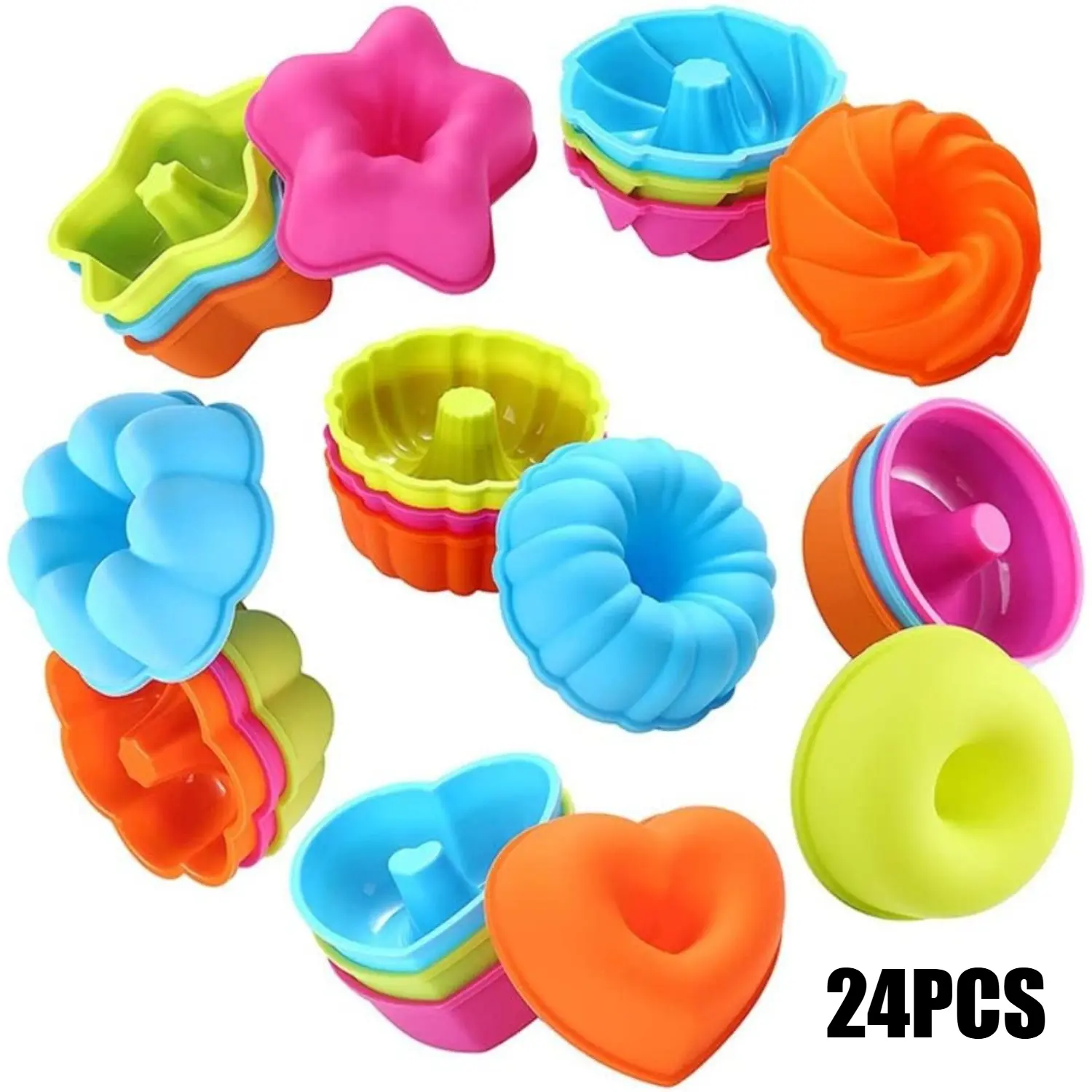 Silicone Cupcake Liners for Baking – 24Pcs Reusable Muffin Cups, Greaseproof Muffin Liners, Nonstick Baking Molds – Soft Flexible Silicone Cupcake Wrappers for Oven, Microwave, Freezer  – Perfect for Muffins, Cupcakes, Egg Bites, Mini Quiches