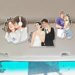 Personalized Couple Car Visor Clip, Custom Watercolor Couple Photo Drive Safe I Love You, Gift for Boyfriend Husband, Valentines Day Gift