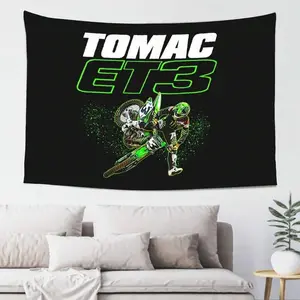 Eli Tomac ET3 ET1 2019 Supercross Motocross Champion Gift Anime Wall Tapestry For Bedroom, Space Wall Tapestry For Men, Cool Black Aesthetic, Hippie Room Decor Wall Hanging Art For Girl Boys Party 40x60 In Curtains Decoration