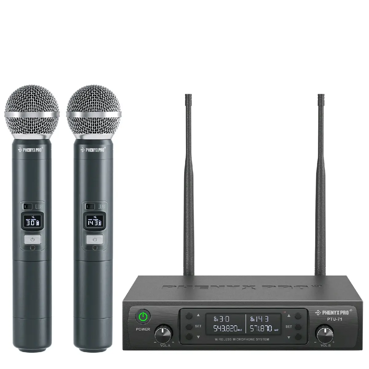 PTU-71-2H | Dual UHF Wireless Microphone System w/ Auto-Scan