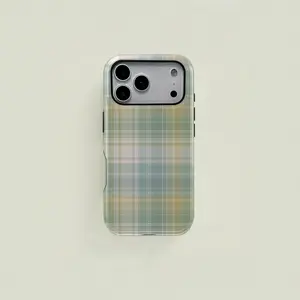 Scottish Plaid Pattern Phone Case, Light Checkered Retro Print, Durable Two-In-One Protection, Fits iPhone 17-12 Pro, Samsung S25-S22 Ultra Series