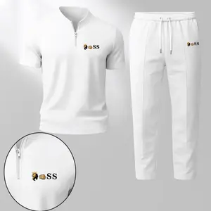 Men’s Lion & Fist Graphic Waffle Knit Two Piece Set – King Symbol Print Zip Henley Collar Short Sleeve Top and Pants Set, Lightweight Breathable Soft Comfortable Casual Sportswear for Daily Wear, Travel