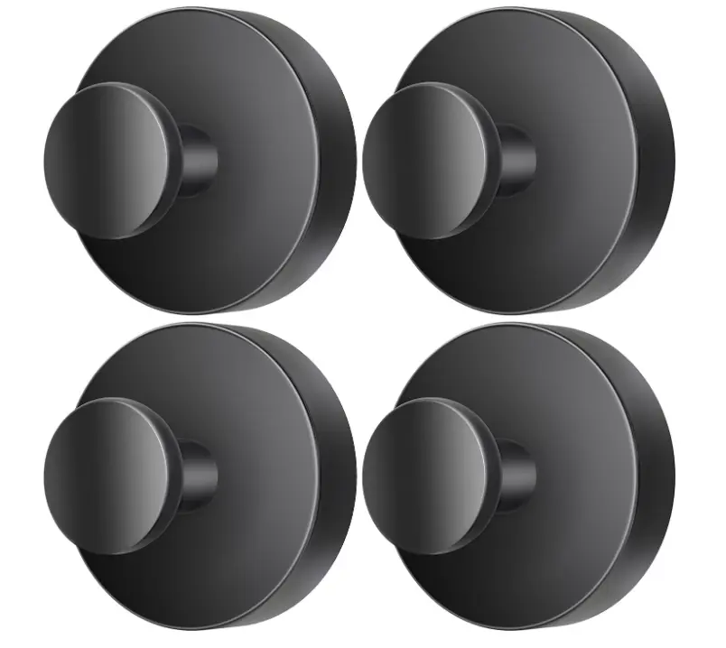2026 New Upgraded No-Drill Stainless Steel Suction Shower Hooks, Removable Suction Cup Hooks & Rails, Suitable for Bathroom, Glass Surfaces, Black, 2-Pack or 4-Pack Options for Hanging Towels