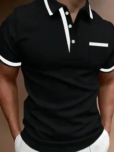 Men's Stripe Design Slim Fit Polo Shirt - Business Fashion & Mature Style