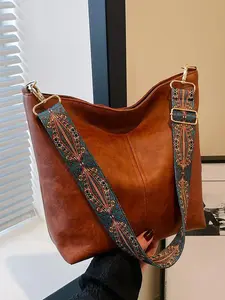 Fashion retro simple leisure bucket   shoulder bag, fashionable bucket bag,  niche design texture Joker shoulder bag, personality  lazy adjustable shoulder strap shoulder bag, Joker multicolor optional, suitable for daily shopping dates.