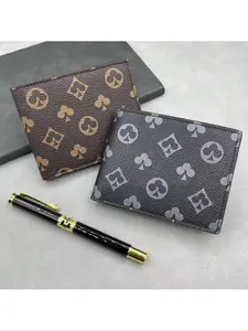 Men's Wallet with Fashion Print Design, Fashionable Card Holder, Multi-Card Slots, Zipper Coin Pocket, Perfect Gift Choice for Holidays