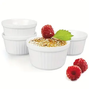 4 One/Set Ceramic Mold Cup, Caramel Pudding Bowl, Souffle Mold, Non-Stick Souffle Mold, Oven Safe, Braised Wing Bowl, Heat-Resistant Caramel Pudding Bowl, Kitchen Supplies, Baking Tool