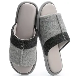 GOEWY Mens Open Toe House Slippers with Non-slip Sole Men's Shoes Two-Tone Memory Foam Slippers Machine Washable Slipper for Men Gift for Male Dad Friends