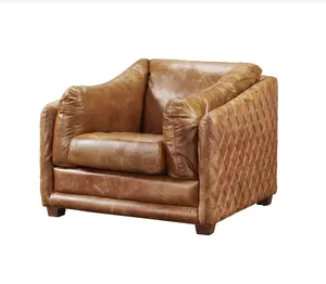 Waco Rustic Modern Arm Chair - Light Brown Leather