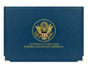 US Citizenship Certificate Holder with 3D Metal Great Seal Emblem | Premium Document Cover for Naturalization Certificate | Soft Suede Interior | RFID Blocking | Suede Interior Gift for New U.S. Citizens