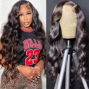 Bling Hair 13x6 Lace Front Real Hair Wigs Body Wave Pre Plucked  Lace Frontal Wig Transparent Lace Front Real Hair Wig For Women