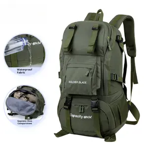 Multifunctional 45L Hiking Backpack Water Resistant Daypack for Outdoor Travel Camping with Separate Shoe Compartment & Waterproof Fabric