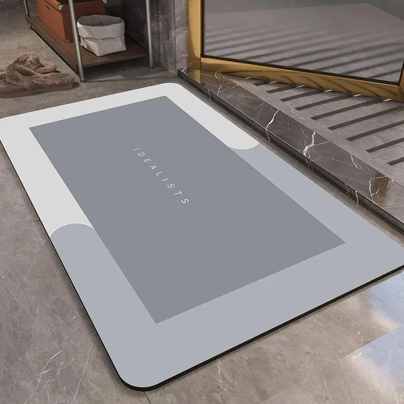 Non-slip Bath Mat, 1 Count Soft Diatomite Absorbent Bathroom Mat, Quick Drying Bathroom Rug for Home Dormitory Hotel