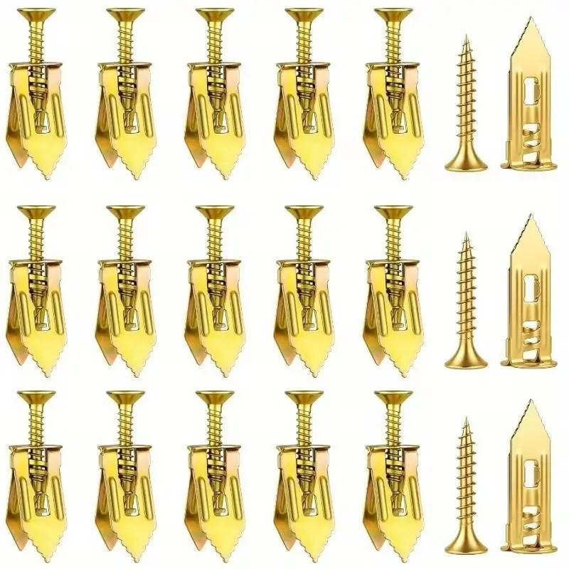 50 Zinc Expansion Screws, No Drilling Needed, Drywall Anchors for Picture Frames, Cabinets, Wall Mounts, Easy Installation, Durable Home Renovation, Wall Mounting Screws