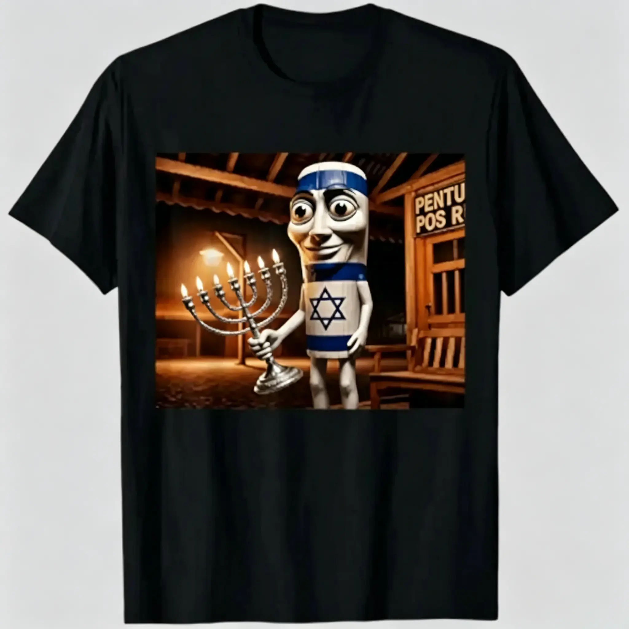 Women's Premium Combed Cotton Short-Sleeve Round Neck Graphic T-Shirt - Humorous Sahur Italian Meme, Retro 3D Cartoon Mascot, Hanukkah Holiday Lights, Casual Unisex Streetwear Top with Humorous Text Badge