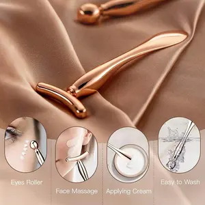 Golden Metal Eye Cream Applicator Wand Sticks, Facial Massager Tools for Reducing Puffiness and Eye Care